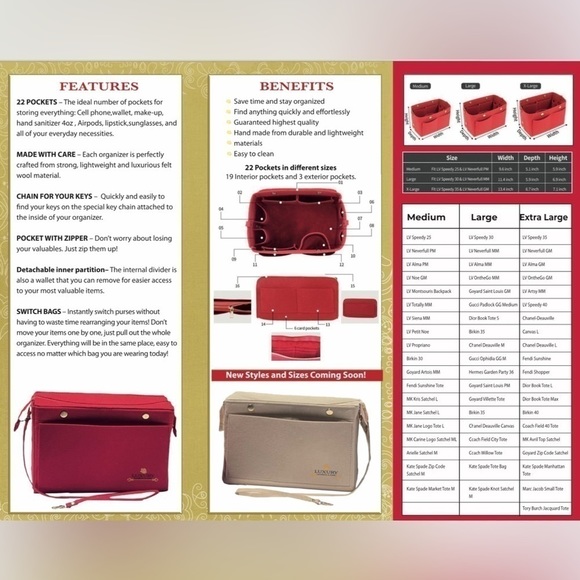 Purse Organizer Insert speedy 25 PM for Louis Vuitton BEIGE - Picture 10 of 10